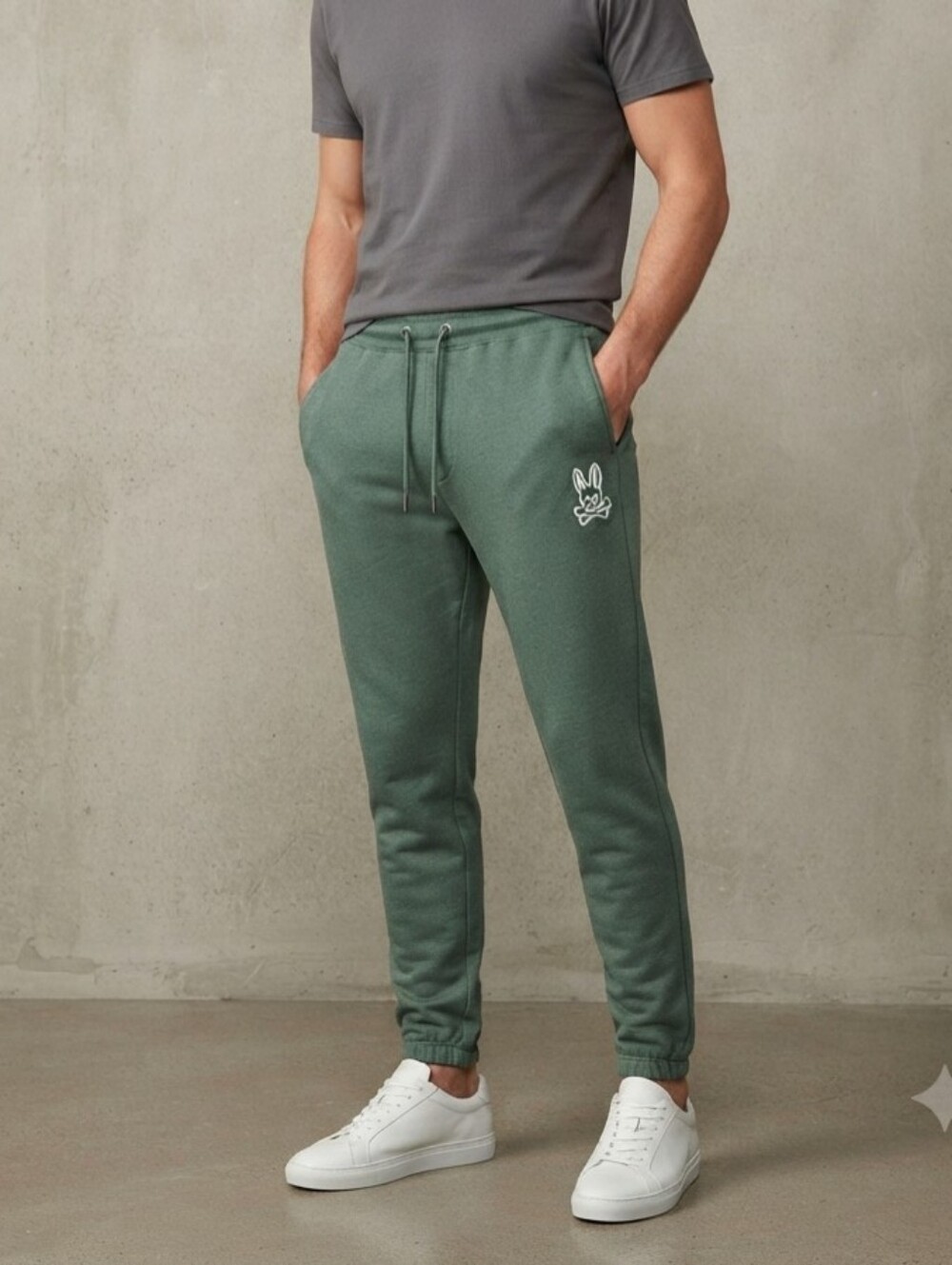 Psycho Bunny Men's Olive Green Slim Fit Joggers